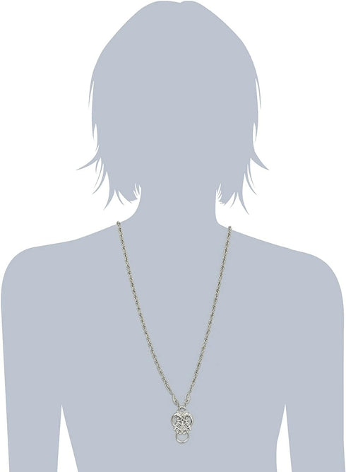 1928 Jewelry Silver Tone Heart Eyeglass Holder Pendant Necklace, 28...