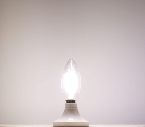 E14 Base LED Filament Candle Shape Light Bulb,E14 European Base Bulb,Daylight 6000K 400LM 40W Equivalent,C35 Clear Glass Torpedo Shape Bullet Top,...