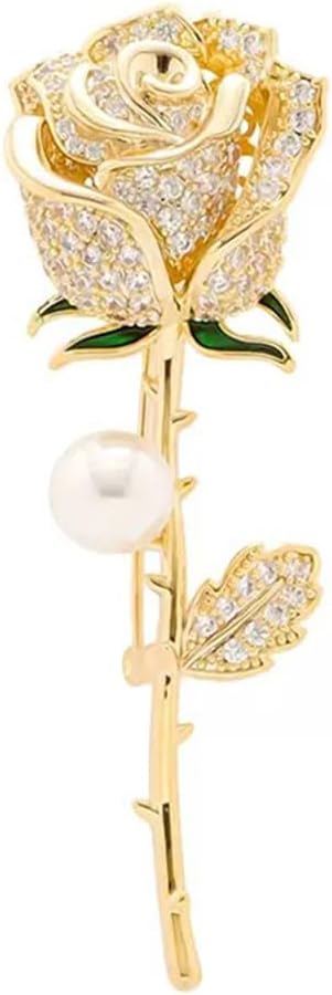 Luxury Shiny Zircon Flower Brooches - Elegant Imitation Pearl Plant Floral Pin for Scarf Dress Clothes Hat Accessories, Gifts for Women...