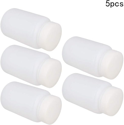 5pcs 8.45oz/250ml Plastic Bottles, Lab Cylindrical Chemical Reagent Bottle, Wide Mouth Laboratory Reagent Polyethylene Bottle, Sample Sealing Liqu...