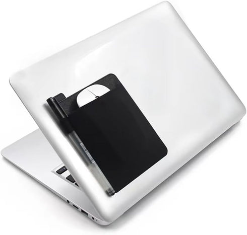 AubRie Universal Stick-On Mouse Pouch, Wireless Mouse and Pen Holder, Reusable Adhesive, No Glue Residue, Compatible with Battery Pack(Black)...