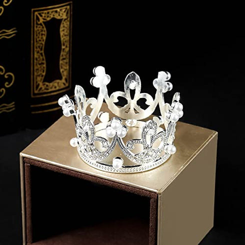 Pearl Crystal Princess Crown - Mini Rhinestone Bridal Wedding Newborn Baby Crown - Silver...