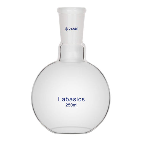 Glass 250ml Single Neck Flat Bottom Boiling Flask, with 24/40 Standard Taper Outer Joint, 250ml...