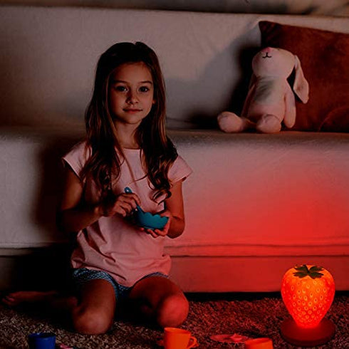 Mudder Strawberry Night Light Cute Silicone Strawberry Lamp LED Decorative Night Light Kawaii Fruit Gifts 3 Modes Touch Gift for Room Decor(Red)...