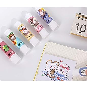 Cute Little Girl Patterns Solid Glues, (1Random Pattern) Cartoon Solid Glue Stick Strong Adhesives for Student Stationery DIY Craft High Viscosity...