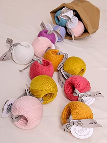 About Strings Lazy Wool - Merino Wool Blend No. 3 Light DK Yarn, 50g 109 Yards per Ball, 4-Pack (Peach)...