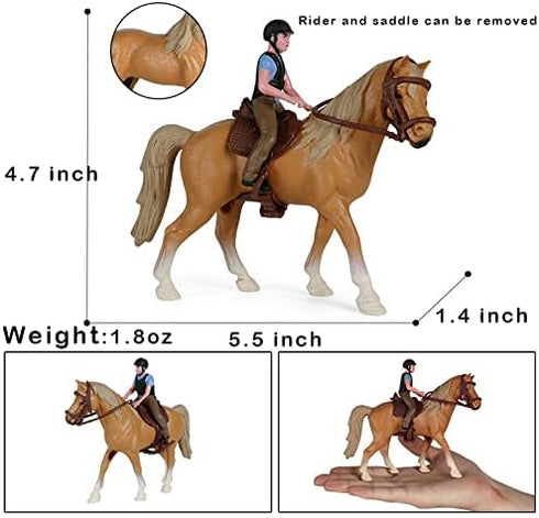 People Horse Riding Figurine Realistic Riding People Action Figure Plastic Horse Rider Model for Farm Animal, Set of 2...