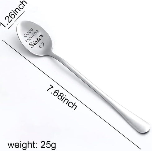 Sisters Christmas Birthday Gifts from Sister Good Morning Sister Engraved Spoon for Sister in law Gifts for Little Big Sister Gift for Women Girls...