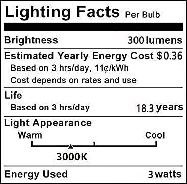 G45 LED Light Bulb 3W Globe Vanity Bulbs 30 Watt Replacement Bulb Warm White 3000K Round Night Light Bulb E26/E27 Base for Bathroom Makeup Mirror ...