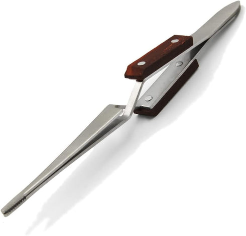 MMOBIEL Industrial Precision Fiber Grip Soldering Tweezer Cross Locking Straight Pointed Tip Stainless Steel for Electronics Repair, Jewelry, Comp...