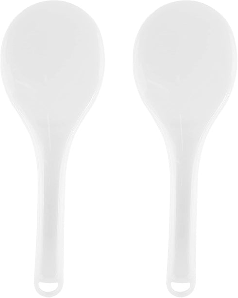 2PCS Plastic Rice Paddle Spoon Rice Scoop, Non-Stick Rice Spatula Rice Cooker Shovel Rice Serving Spoon 7.87 Inch (White E)...