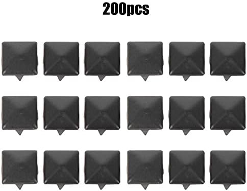 HEEPDD 200Pcs Rivets, 9mm Spike Studs DIY Leathercraft Spike Rivets Bag Leather Clothing Bag Decorative Shoes Rivet(Matte Black)...