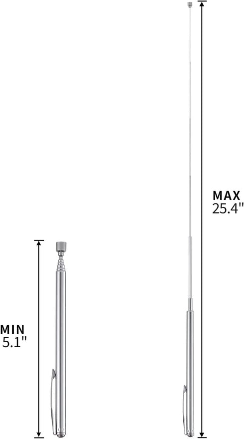 Rechabite 1 Piece 3.5LBs Telescoping Magnetic Pickup Tool, with Pen Clip Design, Magnet Stick Rod Extendable 5.1" to 25.4" for Men, Birthday, Fath...