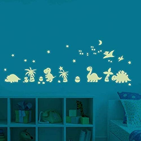 Wall Decals Glow in Dark, BENBO Dinosaurs Decorations Peel DIY Luminous Vinyl Wall Stickers for Kids Girls Bedroom Home Nursery...
