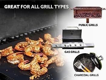 Grill Mat -Heavy Duty Grill Mats Non Stick, BBQ Outdoor Grill & Baking Mats - Reusable, Easy to Clean Barbecue Grilling Accessories - Work on Gas ...