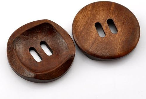 PEPPERLONELY Brand 50PC Brown 2 Hole Scrapbooking Sewing Wood Buttons 30mm (1-1/6 Inch)...