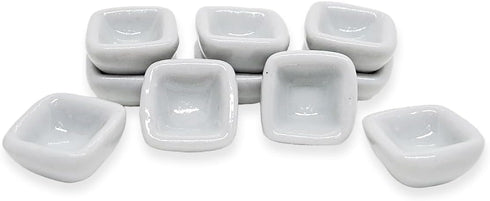 ½" Inch Wide White Square Ceramic Bowls Set Of 10 Pieces Tiny Tableware - Miniature Tray Plate Crockery Cutlery Kitchen Utensil Hand Made Painted ...