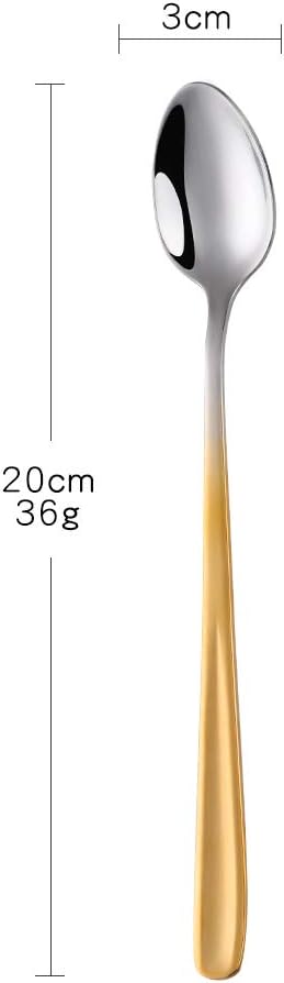 Buyer Star 8 Pack Long Handle Spoon Set 7.87 Inch Ice Tea Spoon Set Stainless Steel 18/10 Gradual Change Gold Cocktail Stirring Spoon Set in Pink ...
