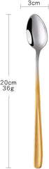 Buyer Star 8 Pack Long Handle Spoon Set 7.87 Inch Ice Tea Spoon Set Stainless Steel 18/10 Gradual Change Gold Cocktail Stirring Spoon Set in Pink ...