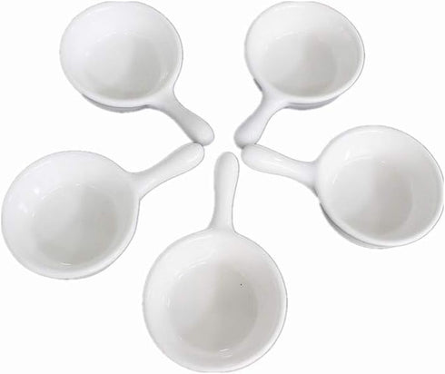 5 Packs Sauce Dish with Handle Grip,Side Dishes 1 Oz White Porcelain Dipping Bowls Appetizer Spoons Ketchup BBQ Sauce Sushi Soy Sauce-Stackable Ra...