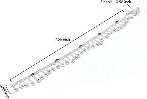 Indian Traditional Ethnic Silver Loud Jingle Bead Bells Anklet Payal Pair For Women - Dance Bridal Wedding Party - Duel On Jewel...