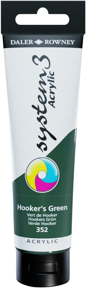 Daler Rowney System3 Hooker's Green 150ml Acrylic Paint Tube - Acrylic Painting Supplies for Artists and Students - Artist Paint for Murals Canvas...