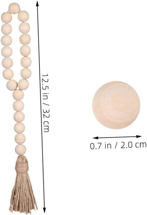 Garneck Wood Bead Garland,Farmhouse Tassels Beads, Rustic Country Decor Prayer Beads for Home Door Knob Christmas Decoration (1 Pack) (1pack) (3pa...
