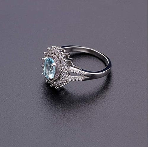 MAIHAO Sparkling 925 Sterling Silver Pink Crystal Diamond Ring Inlaid Green Topaz Color Treasure Engagement Ring Wedding Party Jewelry Size 6-10 (...