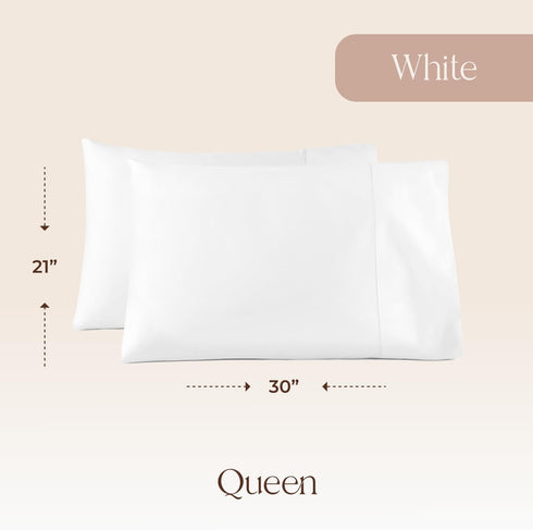 100% Organic Cotton Pillow Cases Queen Size Set of 2-100% Cotton Pillowcases GOTS Certified 300 Thread Count - Naturally Cooling Comfortable Breat...
