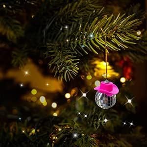 2 PCS Pink Disco Ball Cowboy Hat Car Accessory, Ball, Charm, Accessories for Women, Mini Car, Mirror Ornament...