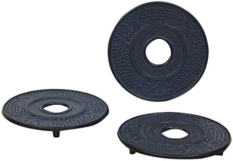 Hues & Brews 3 Piece Cast Iron Trivet Set, Sapphire...