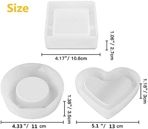 3 Pack Resin Silicone Mold,Urvoo Resin Casting Molds DIY Square Heart Rhombus Shape Resin Silicone Ashtray Molds for DIY Home Resin Casting Craft...