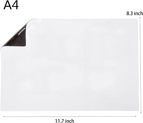 12 x 8 Inch Magnetic White Dry Erase Board for Fridge, A4 Small Chalkboard Magnet White Board Refrigerator Whiteboard Sheet with 3 Markers and Big...