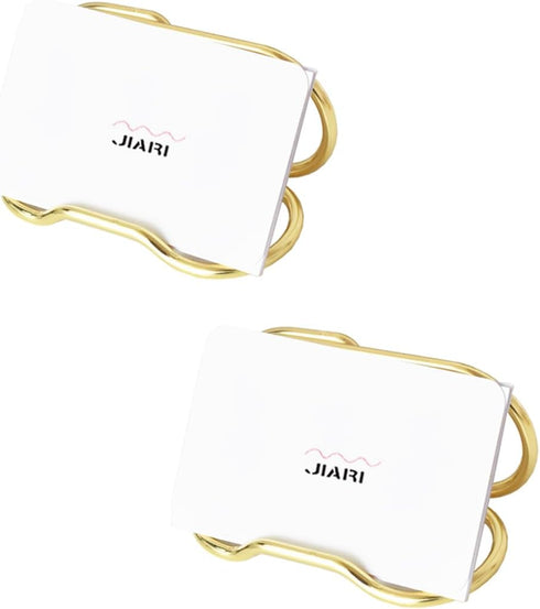 2 Pack Metal Business Card Holder for Desk, Gold Vertical Card Display Stand Organizer for Office and Home (Style-C-Gold)...