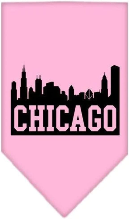 Pet and Dog Bandana Screen Printed, Chicago Skyline Black Large...