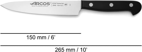 Arcos Chef Knife 6 Inch Stainless Steel. Cooking Knife to Cut and Peel Small Food. Ergonomic Polyoxymethylene Handle and 150mm Blade. Series Unive...