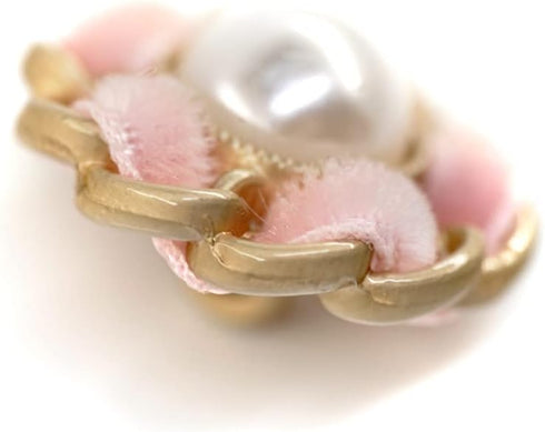 Faux Pearl Sewing Shank Buttons Hollow Edge Pink Velvet Interweave Metal Base 20 Pcs - 18mm, 23/32"...