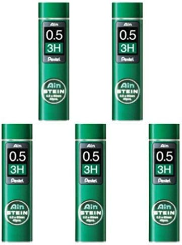 Pentel Ain Mechanical Pencil Leads 0.5mm 3H, 5 Pack/total 200 Leads Value Set...