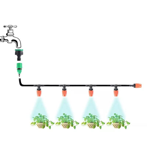 Mist Irrigation Kits,Micro Drip Irrigation Kit with 10M 1/4" Blank Distribution Tubing,10pcs Adjustable Nozzle,Quick Adapter,10pcs Nylon Cable Tie...