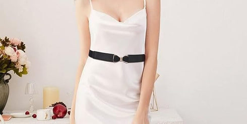 AKOAK Women's Tight Belt, Elastic Waist Buckle Belt, Artificial Leather Elastic Belt for Girls and Women, Alloy Buckle Elastic Waist Belt for Knit...