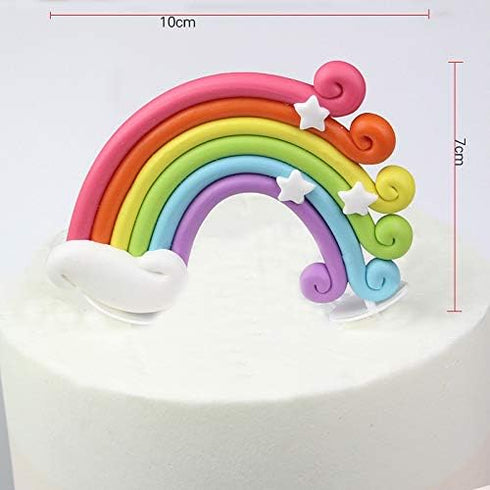 Rainbow Cake Toppers Set, 12 Pcs Colorful Rainbow Cake Topper Kits - Incluede 1 Rainbow, 5 Cloud and 6 Balloon...