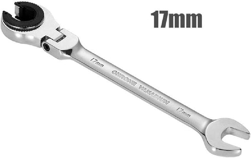 Ratcheting Wrench Open Flex-Head Open End Double Opening Ratchet Combination Wrench Hand Tool Flare Nut Wrench Silver 17mm...