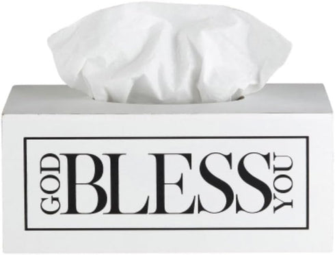 Creative Brands Faithworks - God Bless You Wooden Tissue Box Cover, Large, White...