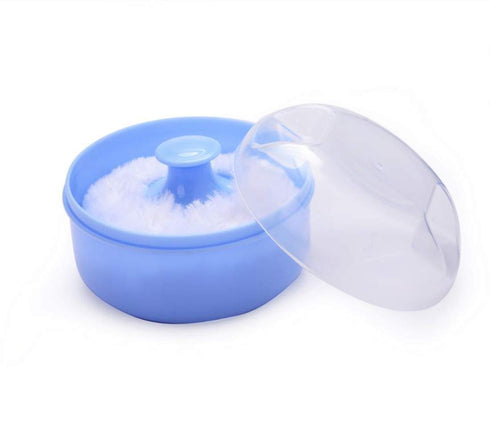 Pack of 2 Baby Body Cosmetic Powder Puff Sponge Box Case Container (Blue/Pink)...