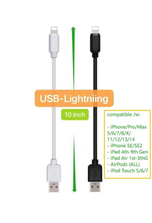 10-Pack Multi Short USB Cables & TypeC-C Cables for Charging Stations Compatible/w iPhone15, iPhone5-14/ iPads/iPad Mini/iPad Pros/Samsung Moblies...