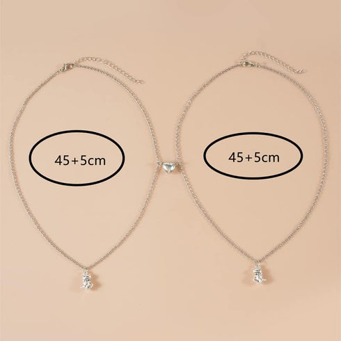 Magnetic Couples Necklace Set Friendship Dinosaur Matching Charm Pendant Necklace T-Rex Dinosaur Cute Animal Lover Jewelry for Couples Valentine's...