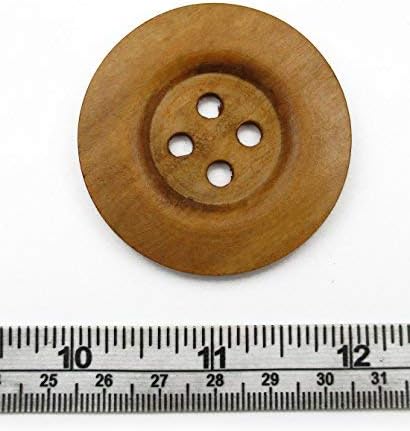 ALL in ONE 20pcs Light Brown Large 4 Hole Sewing Wood Buttons with Wide Edge 50mm(2”) (Light Brown Wide Edge-20pcs)...