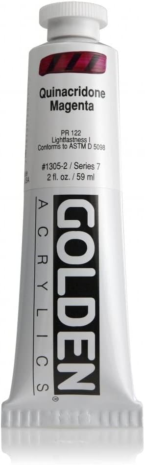 Heavy Body Acrylics by GOLDEN, Quinacridone Magenta, 2 fl. oz. Tube, Professional Acrylic Paint, Transparent...