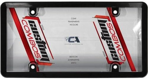 Custom Accessories 90060 Clear Custom Combos License Plate Cover and Frame with Black Plastic Frame...