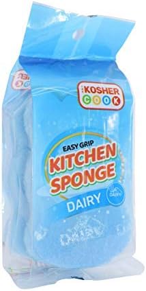 Dairy Blue Dishwashing Sponges - Easy Grip Wavy Absorbent Cleaning Scrub and Scouring Pad - Durable and Soft - Color Coded Home and Kitchen Access...